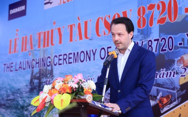 Ông Joost van der Weiden, Giám đốc kinh doanh Tập đoàn Damen khẳng định thị trường tàu CSOV nhiều tiềm năng, rộng mở (Ảnh: Tạ Hải).