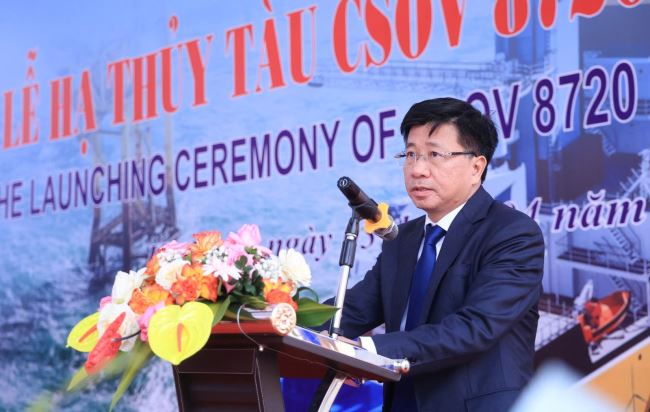 Chủ tịch SBIC Phạm Hoài Chung nhấn mạnh, SBIC sẽ hỗ trợ, chỉ đạo Hạ Long hoàn thiện tàu đúng tiến độ, đảm bảo chất lượng (Ảnh: Tạ Hải).